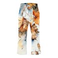 thumbnail image 2 of Lightweight Summer Trousers Women Ladies Cotton Linen Boho Trousers with Pocket Floral Printed Cropped Pants Elastic Waisted Wide Leg Trousers Vintage Ethnic Trousers Hippie Palazzo Pants, 2 of 4