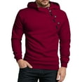 thumbnail image 2 of Zimjoy Mens Quarter Zip Pullover Hooded Long Sleeve Bias Tape Zipper Pullover Mens Casual Red Sweatshirt Lightweight Winter Fleece Men's Shirts, Wine 2XL, 2 of 7