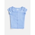 thumbnail image 5 of Wonder Nation Girls' Lace and Button Front Top with Short Sleeves, Sizes 4-18 & Plus, 5 of 5