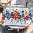 thumbnail image 3 of Round Table Cover 36-44 Inch Independence Day Waterproof Reusable Table Cloth Round Fitted Vinyl Tablecloth with Elastic Edged for Parties Outdoors, Star Stripe Flag Eucalyptus Red Blue, 3 of 9