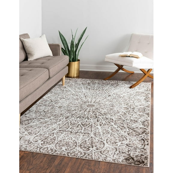 Rugs.com Monte Carlo Collection Rug – 7' x 10' Brown Medium Rug Perfect For Living Rooms, Large Dining Rooms, Open Floorplans
