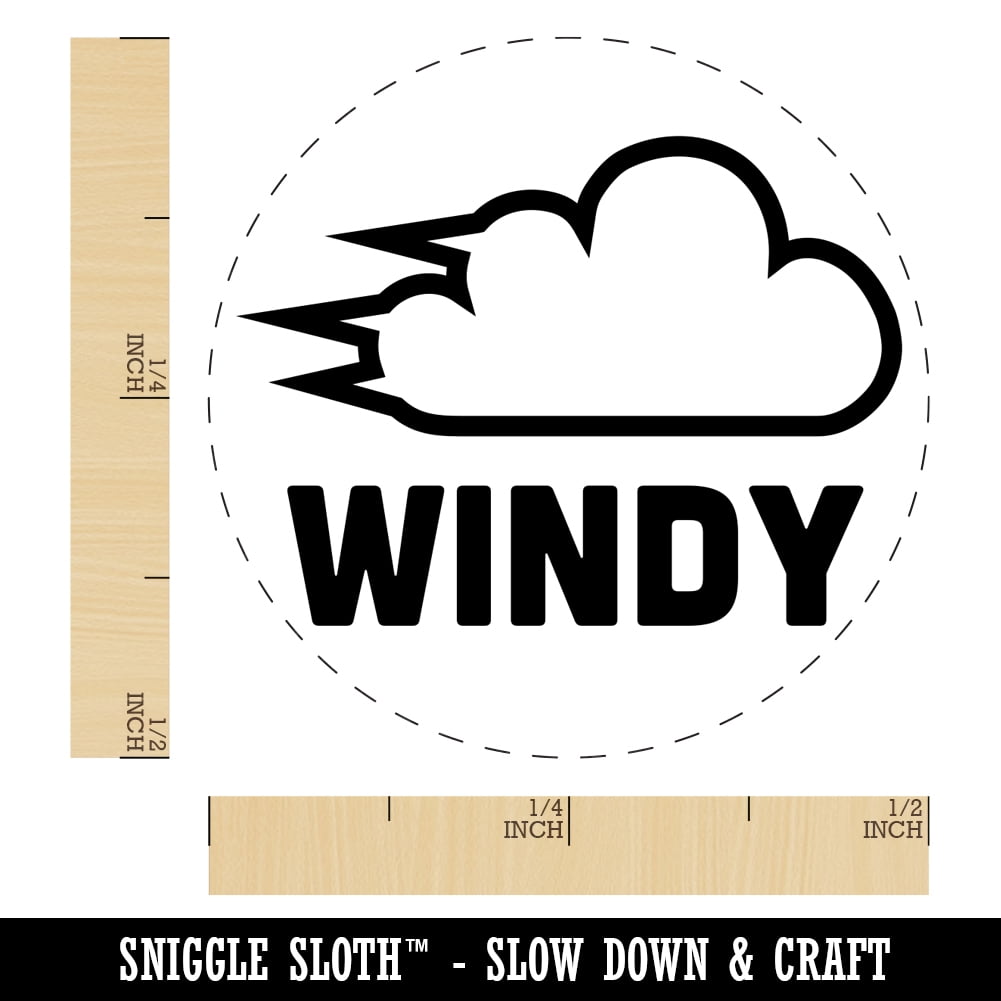 Windy Wind Weather Day Planning Self-Inking Rubber Stamp Ink Stamper - Brown Ink - Mini 1/2 Inch