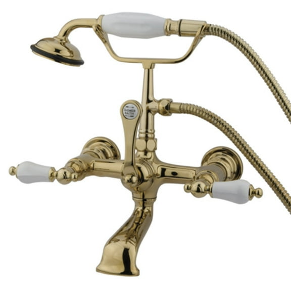 Elements Of Design Dt5512pl Triple Handle Wall Mounted Clawfoot Tub Filler - Brass
