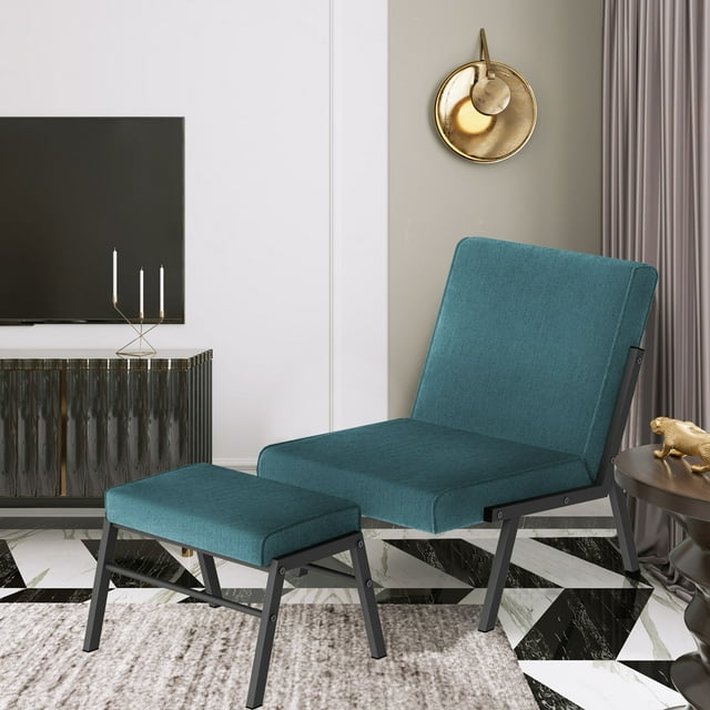 Accent Chair with Ottoman, Upholstered Accent Chair, Linen Sofa Chair