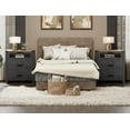 thumbnail image 1 of WAMPAT Table de Chevet Haute, 2 Pcs, Table de Chevet à 6 Tiroirs, Chambre, Tables d'Appoint pour Salon avec Commode, Noyer Foncé et Noir, 1 of 8