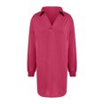 thumbnail image 6 of Up to 65% Off Women's Loose Dresses Women's Long Sleeved Lapel V-neck Sportswear Loose Solid Color Dress Hot Pink, L, 6 of 6