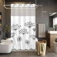 thumbnail image 5 of No Hook Shower Curtains with Snap-in Liner Set, Black Dandelion Waterproof Hotel Style Bathroom Shower Curtain, Spring Country Modern Minimalist Flower Breathable Mesh Top Bath Curtains 36''x72'', 5 of 9