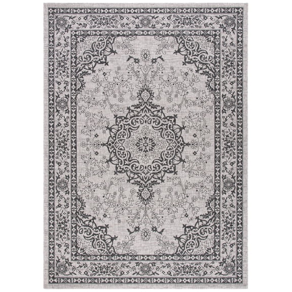 SAFAVIEH Courtyard Desi Medallion Indoor/Outdoor Area Rug, Beige/Black, 8' x 11'