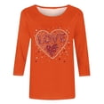 thumbnail image 4 of DDAPJ pyju Valentines Day Shirts for Women Fashion Heart Graphic Print T-Shirts Loose 3/4 Sleeves Casual Crew Neck Tee Tops Orange M, 4 of 5