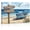 Frame-style, variant on Beach Coastal Ocean Canvas Wall Art_The Beach is My Happy Place_ Sign with Seagull Boat Home Wall Decor Living Room Bedroom