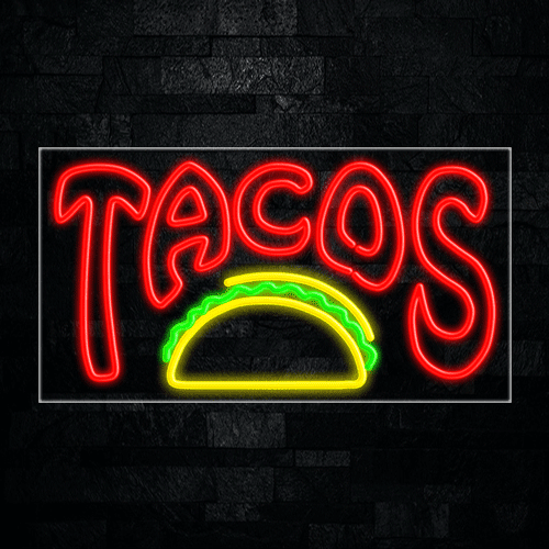 36" TACOS Shell Meat Veggies Mexican Food Metal Marquee Arrow Light Up Sign 