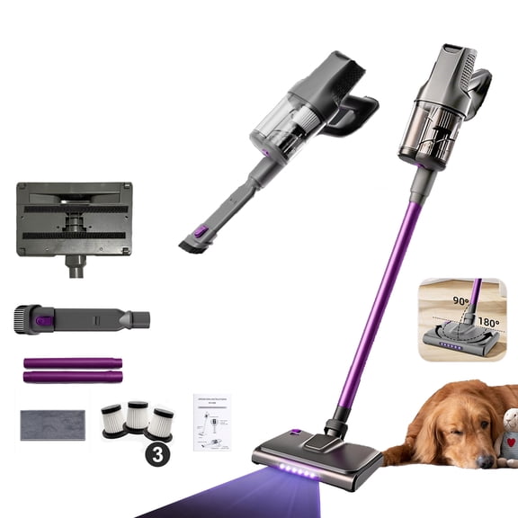 Cordless Vacuum Cleaner, Powerful Suction Vacuum Cleaners for Home, Stick Vacuum Cordless Rechargeable with 3-Speed Suction, Lightweight Handheld Vacuum for Pet Hair, Hard Floor, Carpet
