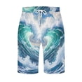 thumbnail image 4 of Mens Swim Trunks Hawaiian Floral Quick Dry Beach Shorts Elastic Waistband Drawstring Casual Shorts, 4 of 4