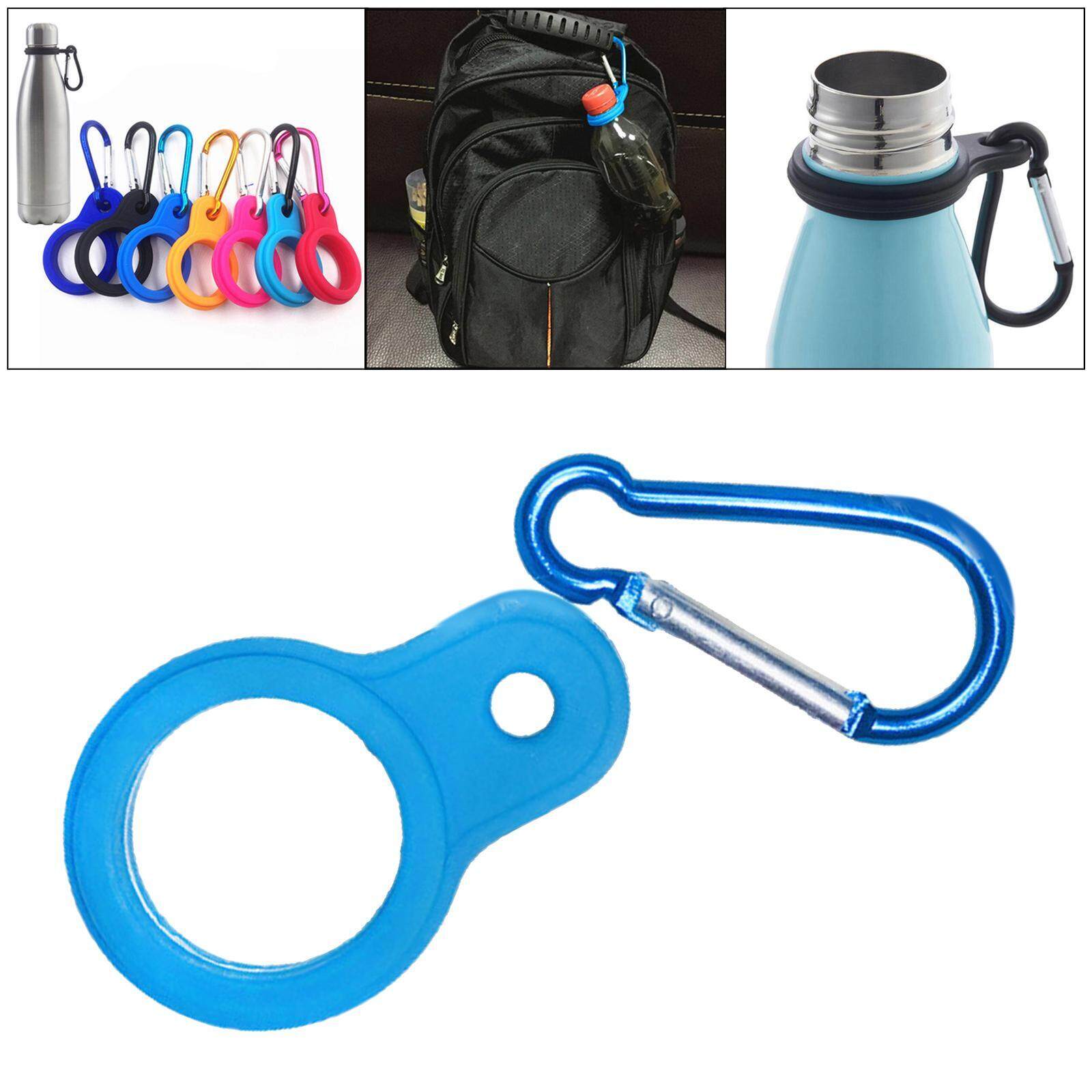 6 Pcs Silicone Water Bottle Clip With Carabiner - Bottle Holder For Backpack, Hiking, Camping Gear
