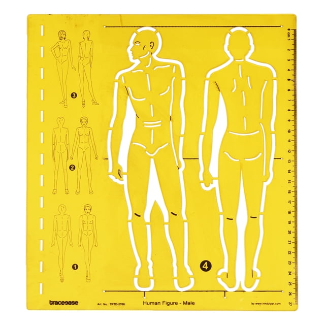 Traceease Modèle de Figure Humaine Masculine Pochoirs Designers de Mode Outils de Dessin, Modèle de Figure Humaine Masculine