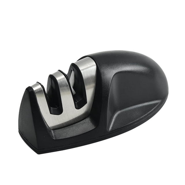 Afilador de cuchillos manual profesional 2 en 1 (negro) para todos los tamaños de cuchillos de acero inoxidable y cerámica, base antideslizante