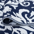 thumbnail image 6 of 9x12 Waterproof, Reversible Plastic Straw Outdoor Rugs for Patios | Also for Camping, RV, Deck, Porch, Balcony, Camp, Patio | Navy, Scroll | Size: 8'10'' x 11'10'', 6 of 7