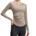 thumbnail image 5 of Hpapadks Workout Sets for Women 2 Piece Long Sleeve Solid V Neck Sports Running Breathable Slim Fit Yoga Tops Pants Set Yoga Sets for Women Beige L, 5 of 5