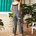thumbnail image 4 of Women Linen Overalls Summer Casual Floral Printed Loose Fit Jumpsuits Boho Cute Wide Leg Rompers Pants with Pockets, 4 of 7