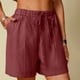 thumbnail image 1 of Karight Linen Shorts for Women High Waisted Lightweight Casual Summer Drawstring Short Pants Beach Vacation Outfit W Pockets, 1 of 7