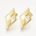 thumbnail image 2 of 10 pc 304 Stainless Steel Stud Earring Findings with Ear Nuts/Earring Backs Rhombus Golden 24x13.5mm Hole: 1.2mm Side Length: 12mm Pin: 0.7mm 304 Stainless Steel, 2 of 2