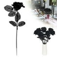 thumbnail image 2 of (Clearance) BNNG Black Roses Artificial Flowers with Stems, Faux Silk Flowers Bridal Gothic Wedding Bouquet, Realistic Blossom Floral for Home, Office, Hotel Decorations, 2 of 9