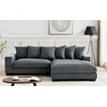 thumbnail image 2 of 102.4'' Oversized L Shaped Sectional Sofa with Chaise, 4 Seater Luxury Corduroy Fabric Cloud Couch, Soft Furry Deep Seat  Sofa with Pillows & Wide Arm, Right Facing, Dark Grey, 2 of 7