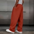 thumbnail image 5 of Men's Wide Leg Sweatpants Baggy Casual Drawstring Waist Joggers Lounge Sweat Pants with Pockets Vermilion M, 5 of 6