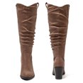 thumbnail image 3 of Love Steetly Women's Extra Wide Calf Knee High Boots, Slouchy Ruched Shaft, Chunky Block Heel Side Zip Casual Winter Tall Boots., 3 of 8