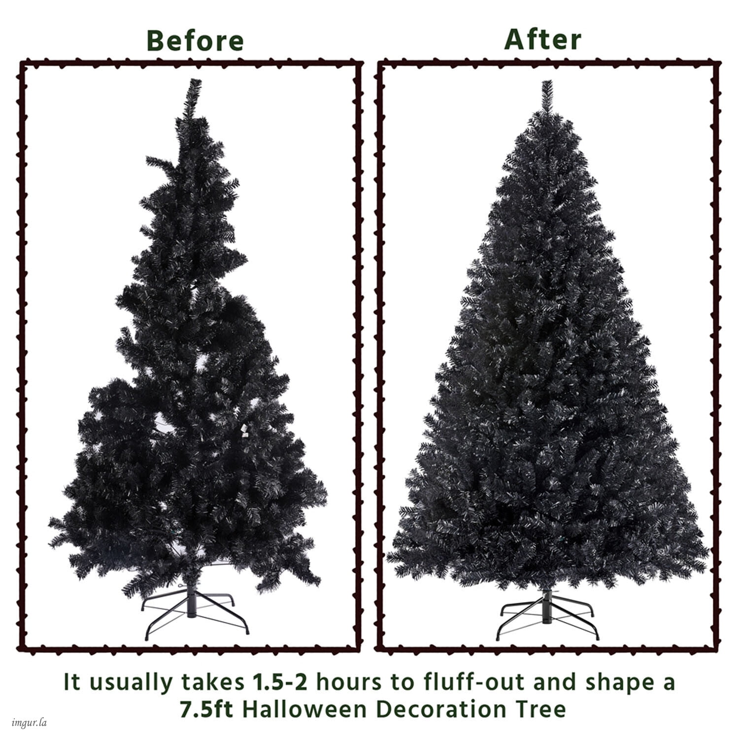 Alden Design 7.5FT Artificial Pre-lit Christmas Fir Tree with Foldable Stand,550 LED Warm Lights,Black