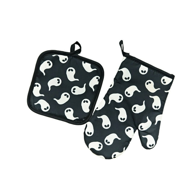 Countertop Microwave Ovens,Halloween Baking Insulated Oven Mitts and Microwave Pad Set, Heat Resistant for Home Kitchen