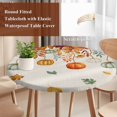 thumbnail image 4 of Fall Orange Green Pumpkins Round Tablecloth, Fitted Table Cover with Elastic for 45"-54" Round Tables, Thanksgiving Maple Leaf Rustic Table Cloth Outdoor Indoor Dinning Party Waterproof Tablecloths, 4 of 7