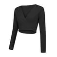 thumbnail image 6 of TODOZO Crop Tops for Women Trendy Summer Slim Fitted Summer Tops for Women 2025 Deep V Short Sleeved T Shirt Pure Seductive Style Casual Women's Wear Black L, 6 of 9