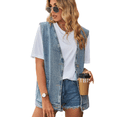 thumbnail image 6 of LYMAYTER S-3XL Women Casual Denim Jean Vest Oversized Sleeveless Mid Long Button Jeans Vests Tops Waistcoat, 6 of 9
