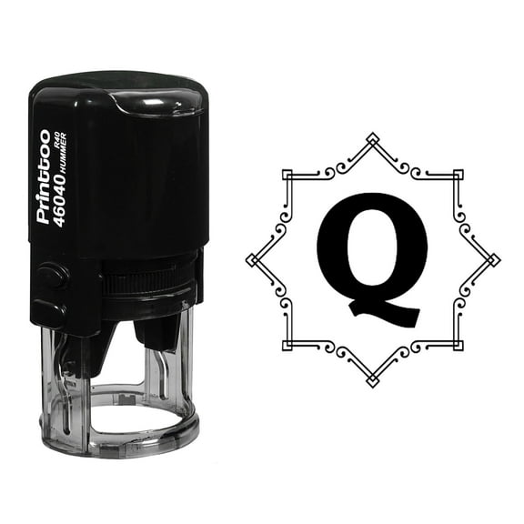 Printtoo Octagon Celtic Swirl Frame Alphabet Q Monogram Initial R-40 Self Inking Rubber Stamp Office Stationary