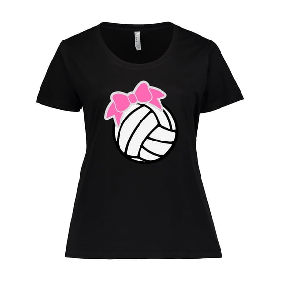Inktastic Volleyball with Pink Bow Women's Plus Size T-Shirt