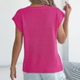 thumbnail image 6 of YUGYXL Women's Color Block Cable Knit Tops Summer Cap Sleeve Crew Neck Pullover Sweaters Casual Loose Vacation Knitwear Pink XL, 6 of 8