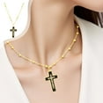 thumbnail image 3 of Collar de Cadena Hombres Clásico Pintado Por Goteo Collar de Cruz Colorido Colgante Único de Piedra Azo para Hombres Y Mujeres Pareja Clavicle de Cobre Chapado en Oro Cadena Collar de Cadena de Oro, 3 of 6