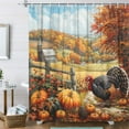 thumbnail image 2 of Rustic Fall Shower Curtain, Autumn Country Fields Harvest Art Shower Curtain Set, Thanksgiving Day Pumpkin Harvest Landscape Decor Farbirc Shower Curtain For Bathroom with 12PCS Hooks, 70X70IN, 2 of 4