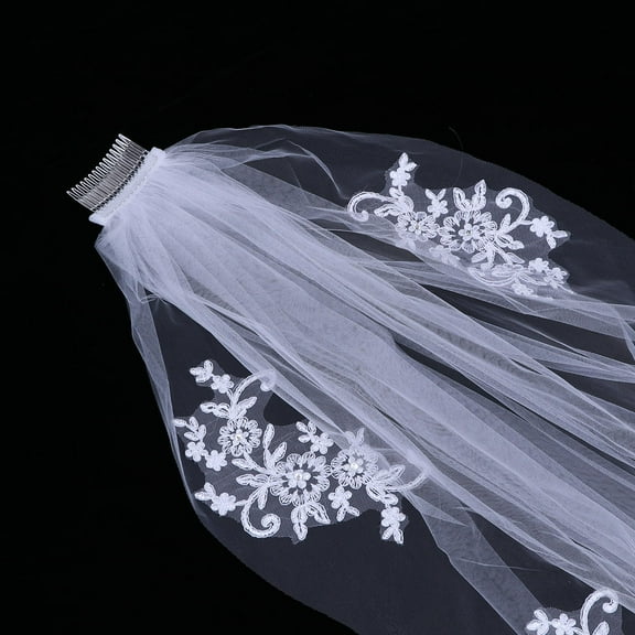WHAMVOX  Veil for Bride Short Wedding Embroidered Communion Dress Bridesmaid White