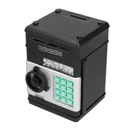 NFTIGB Electronic ATM Saving Box Cash Coins Save Piggy Bank Auto Scroll Paper Money Kids Birthday Gift 8.27 inches / 21 cm Black and Silver 1.44 lbs / 654 g