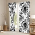 thumbnail image 3 of Homewish Goth Halloween Skull Kitchen Curtains,Victorian Damask Black Out Curtains Pack of 2 (42x63 Each),Black White, 3 of 6