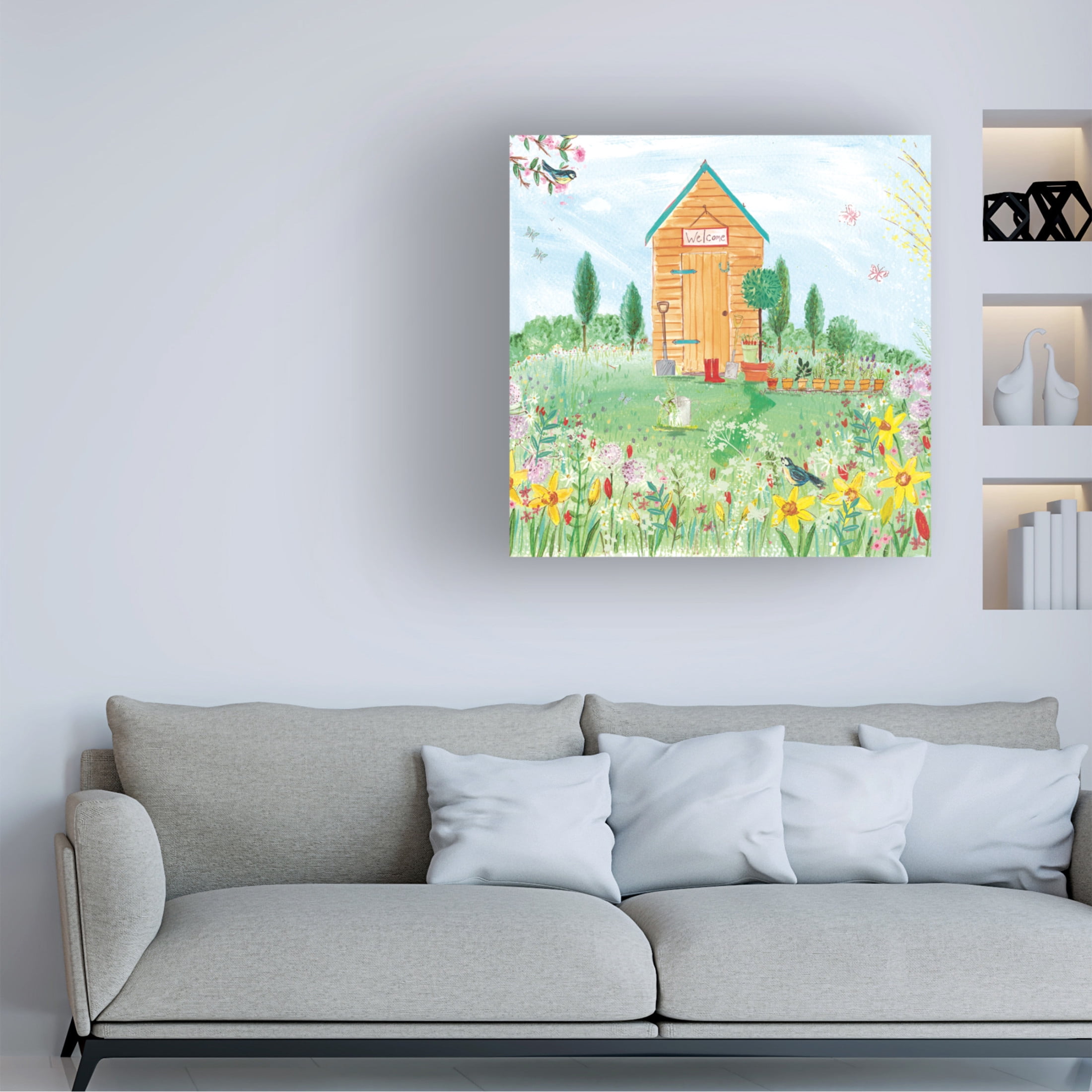 Canvas Wall Art - Paper Dove Co Ltd 'Summer Garden' Wall Art for Living Room, Bedroom, or Office Décor by Trademark Fine Art - 24 x 24 Inches