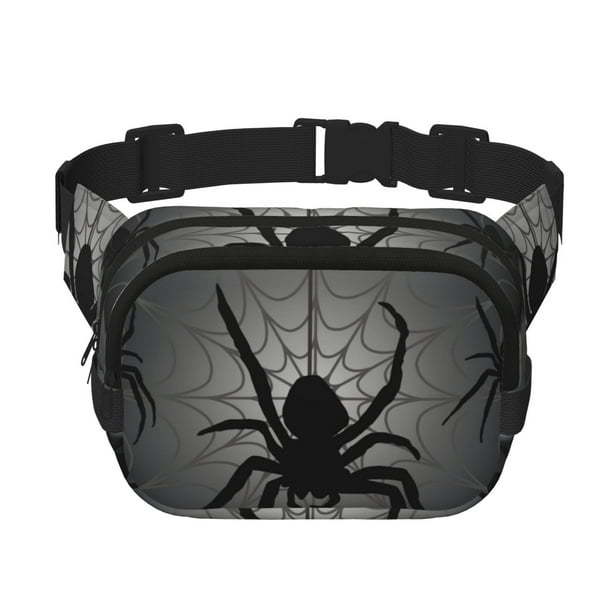 Fotbe Black Spiders Cangurera Cuadrada con Estampado de Doble Capa, Bolsa de Cintura Ajustable Mini para Hombres y Mujeres
