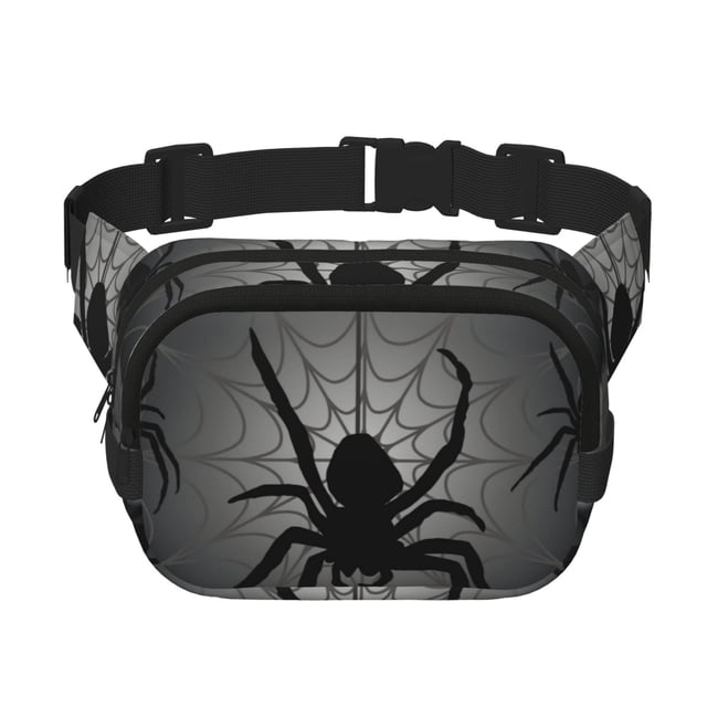 Balery Black Spiders Mochila Cinturón para Mujeres y Hombres, Bolsa de Cintura Impermeable de Doble Capa con Correa