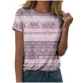 thumbnail image 2 of Bzhegqhd Women's New Casual Fashion Printed T-Shirt Crewneck Short-Sleeved Top, 2 of 4