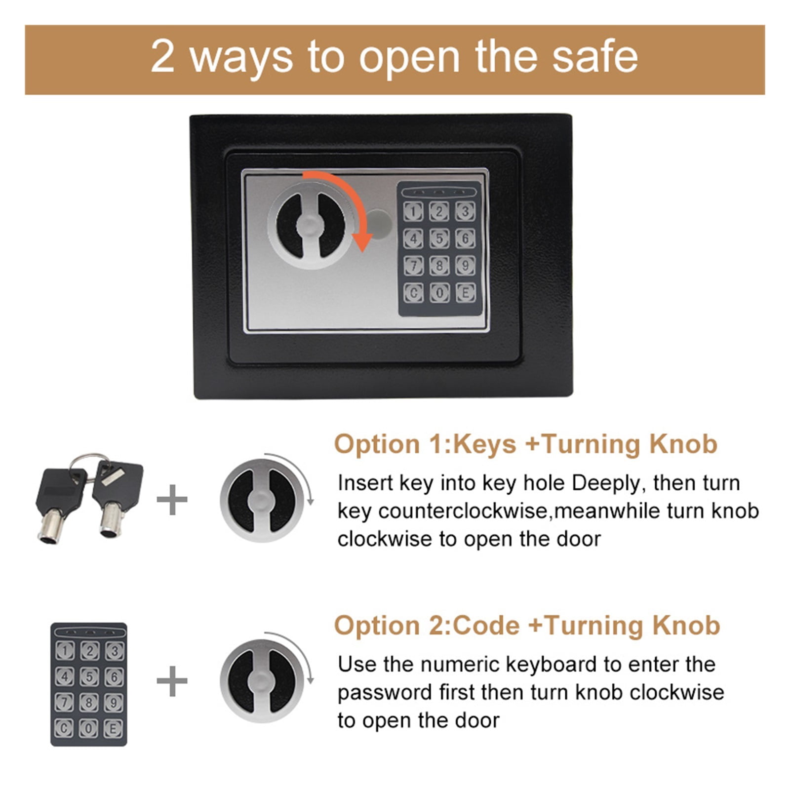 Digital Safe Box Mini Steel Safes Money Bank Small Household Password Key Safety Security Box Keep Cash Jewelry Document ,Security and Anti-Theft