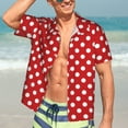 thumbnail image 7 of Sikiie Red Polka Dot Print Men's Hawaiian Shirt, Summer Beach Button Pocket Short Sleeve T-Shirt,Large, 7 of 7