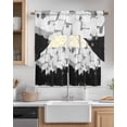 thumbnail image 2 of Black White Kitchen Curtains Swag Valance and Tier Curtains Set 24 Inch Length, Abstract Graffiti Paint Country Retro Tribal Rod Pocket Drape Panels Pair Swag Curtains for Bathroom/Cafe/Window, 2 of 6