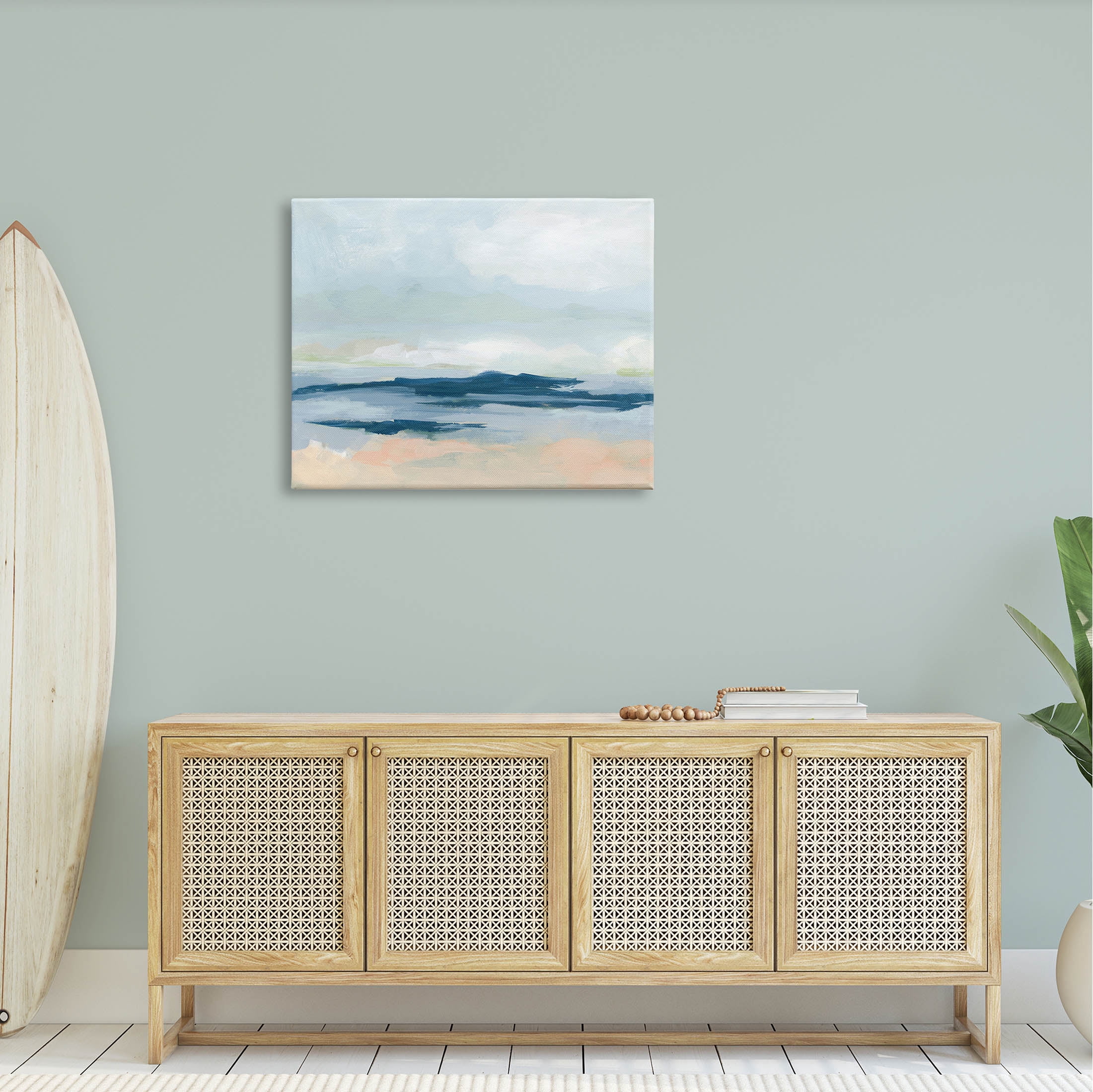 Stupell Industries Abstract Cloudy Ocean Landscape Painting Gallery Wrapped Canvas Print Wall Art, Design by June Erica Vess